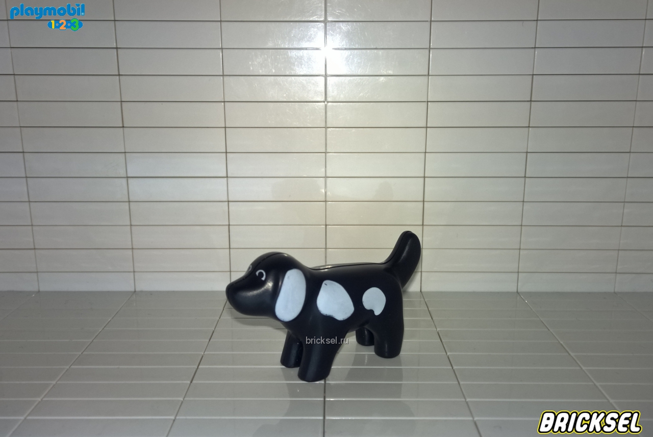 Плеймобил 123 Собака черно рябая стоит, Playmobil 1-2-3, очень редкая
