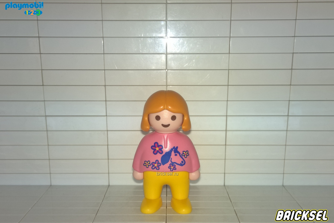 Плеймобил 123 Девочка с розовом свитере с лошадкой, Playmobil 1-2-3