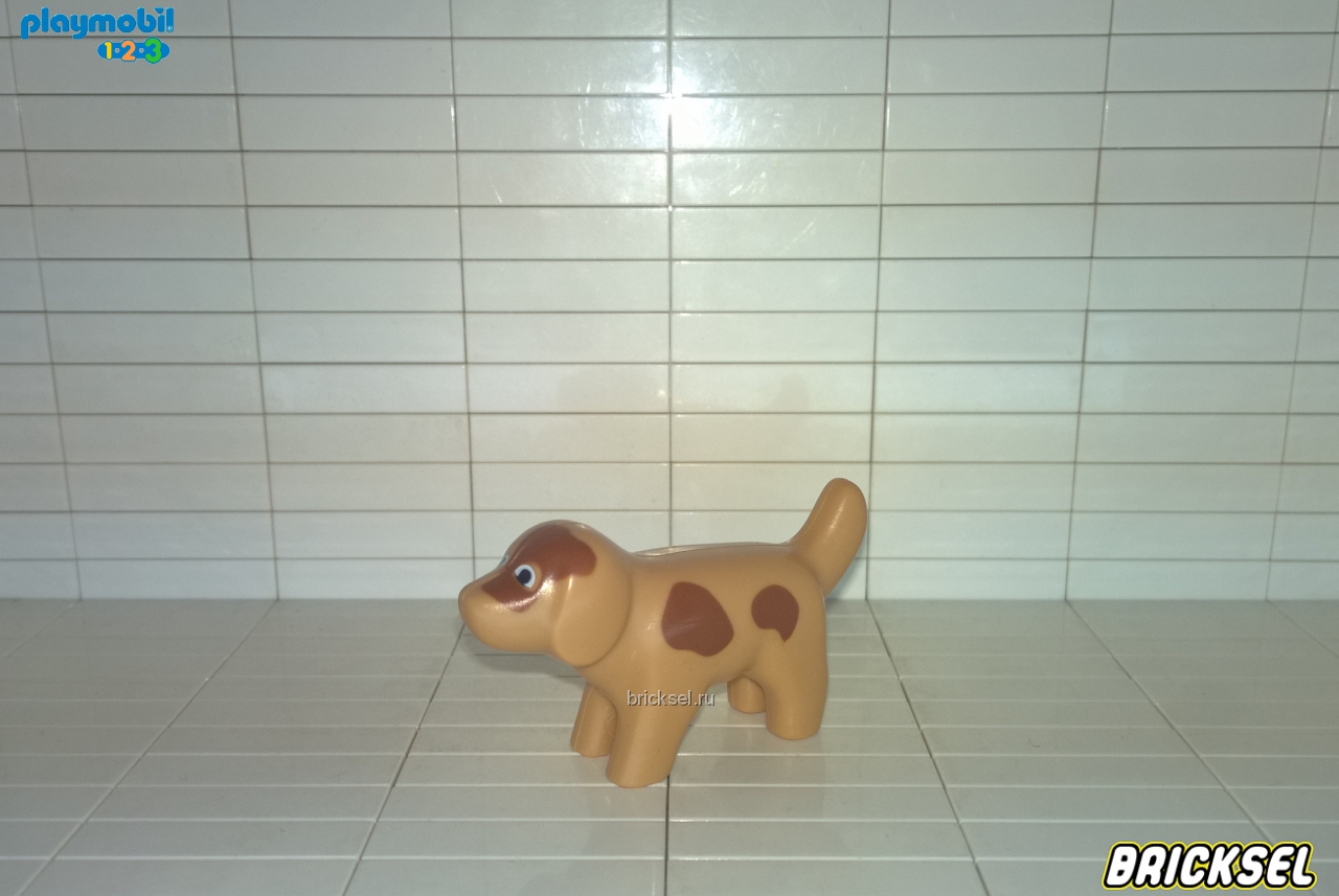 Плеймобил 123 Темно-бежевая собака с коричневыми пятнами, Playmobil 1-2-3, редкая