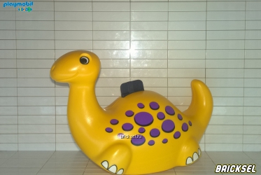 Динозаврик-качалка желтый с фиолетовыми пятнами