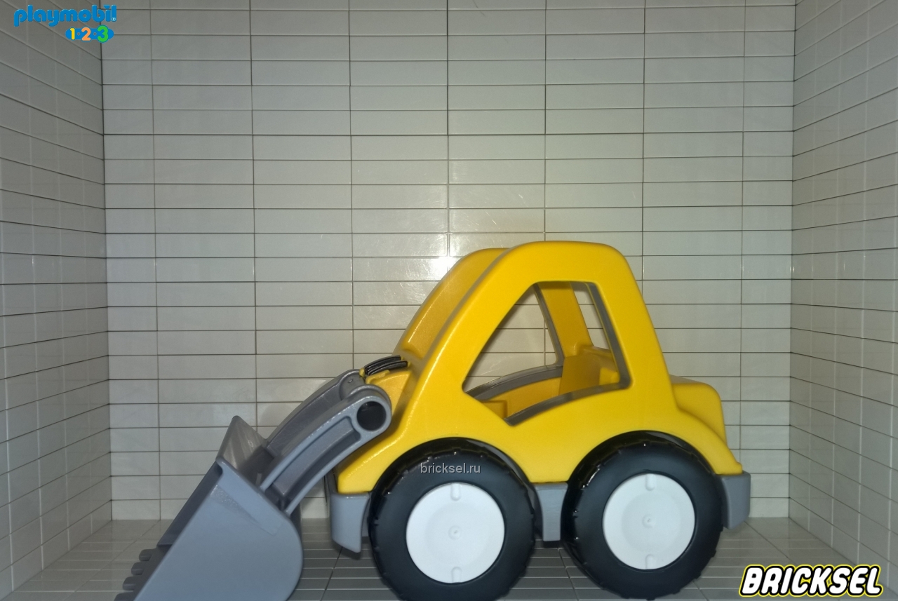Плеймобил 123 Экскаватор с серым ковшом желтый, Playmobil 1-2-3