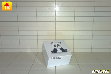 Кубик без шпилек 2х2 белый "панда"